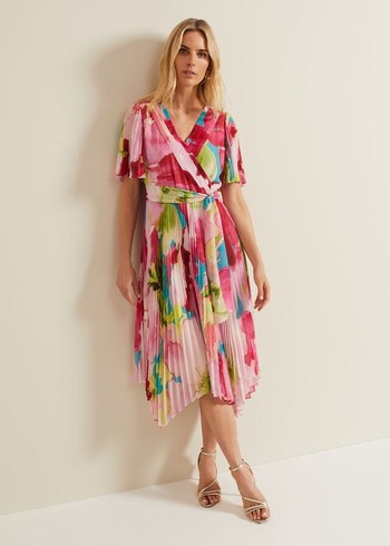 Phase Eight Kendall Floral Pleat Dress Multicolor Australia | OE6092481